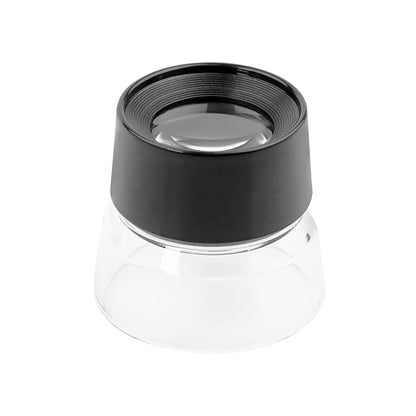 10X Power Black/Clear Stand Magnifier, Ambient Light Pocket Magnifier Wine Cup Shape Magnifying Loupe Glass Pre-Focused Loupe for Viewing Plants, Coins, Stamps, Maps, Fine Print,Wildlife