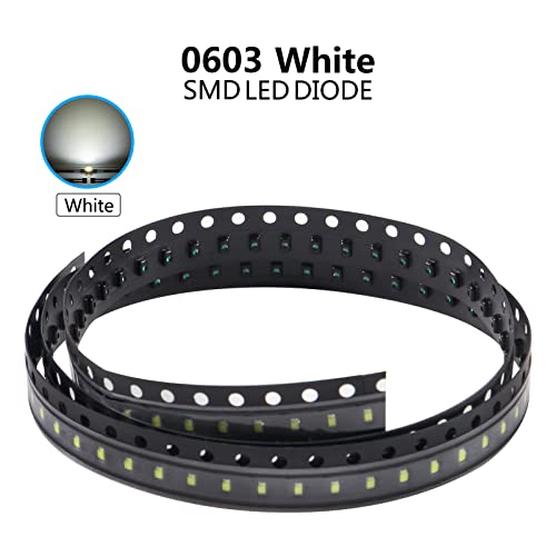 200pcs 0603 White SMD LED Diode Lights Chips (1.6mm x 0.8mm DC 3V 20mA 150-170MCD) Super Bright Lighting Bulb Lamps Electronics Components Indicator Light Emitting Diodes - size: 0603 White