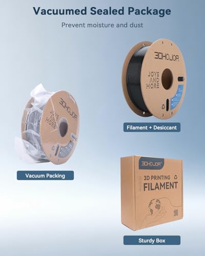 3DHoJor PLA Filament 1.75mm Black,3D Printing Filament,1kg Cardboard Spool (2.2lbs), Fit Most FDM 3D Printer,Dimensional Accuracy +/- 0.03 mm,Vacuum Packaging, No Brittle Filaments - color: Black
