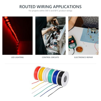 TUOFENG 18 AWG Stranded Wire Kit, Tinned Copper, 6 Colors, 16.4 ft Each - size: 18 AWG PVC Stranded Wire 6 Colors 16.4ft Each