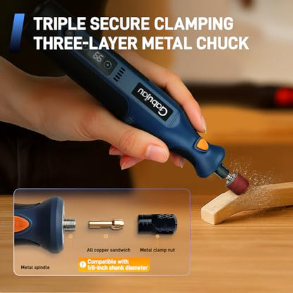 Cordless Rotary Tool Kit Mini, 7.4V 12-Speed Power USB Rechargeable - color: Blue