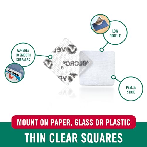 VELCRO Brand Clear Mounting Dots Square | Double Sided | For Indoor Use | Low Profile | 7/8 inch, 150 Dots, Pack of 12 - size: 7/8 in (150Pk) (Pack of 12), style: Squares