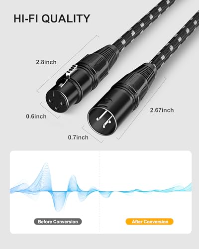 Long XLR Cables 25ft 2 Pack,XLR Microphone Cable,OFC Shielded - color: Black-White, size: 25 Feet