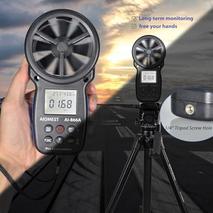 HVAC CFM Anemometer 90Mph, AIOMEST Handheld Air Flow Velocity Meter 866A