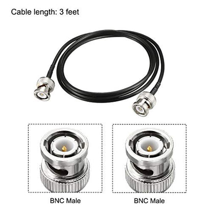 uxcell BNC Male to Male Coaxial Jumper Cable 50 ohm 3 feet RG174 - size: 3 Feet