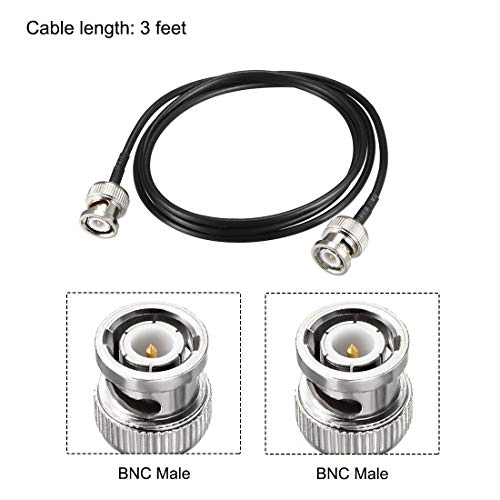 uxcell BNC Male to Male Coaxial Jumper Cable 50 ohm 3 feet RG174 - size: 3 Feet