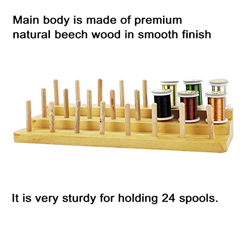Riverruns Fly Tying Thread Spool Stand Nature Wood Spool Station Hand Made Travelling - color: Combo B