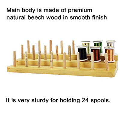Riverruns Fly Tying Thread Spool Stand Nature Wood Spool Station Hand Made Travelling - color: Combo B