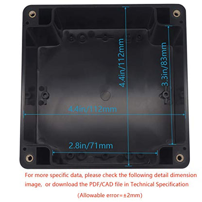 Junction Box, Zulkit Project Box IP65 Waterproof Outdoor Box ABS Plastic Electrical Boxes Electronic Enclosure Black 4.7 x 4.7 x 3.5 inch(120 x 120 x 90 mm)(Pack of 1) - size: 4.7" x 4.7" x 3.5"(Pack of 1)