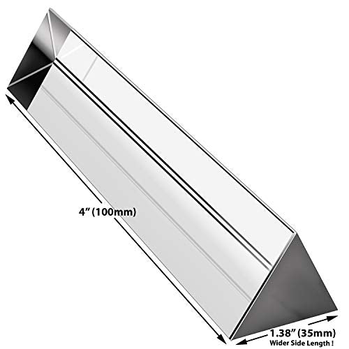 Amlong Crystal 4 inch Optical Glass Equilateral Prism for Teaching Light Spectrum Physics and Photo Photography Prism, 100mm - size: 4 Inch