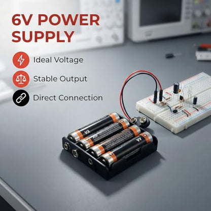 6 Set 4 AA Battery Holder with 9 Volt Battery Snap Connector - I Type