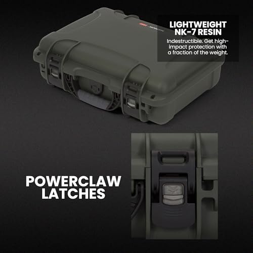 NANUK 910 Hard Case with Customizable Cubed Foam, IP67 Waterproof, Dustproof and Impact Resistant, 14.3” x 11.1” x 4.7”, Rugged Construction for Ultimate Protection, Made in Canada - Olive - color: Olive, style: Cubed Foam