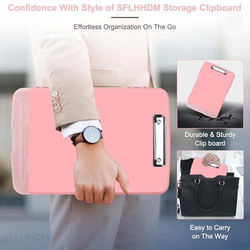 Clipboard with Storage, A4 Binder Nursing Clipboards with Pen Holder, Heavy Duty Storage Clipboards with Low Profile Clip, Clipboard Folder Side-Opening, Smooth Writing Clip Board (Peachy Pink) - color: Peachy Pink