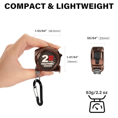 HAUTMEC Mini Tape Measure, Brown 3PCS 6ft/2m Small Measuring Tape, Metric & Imperial Scales, Retractable Pocket Keychain Measurement,ABS Protective Casing, Suitable for Homeowners, 25056 - style: Brown-2m