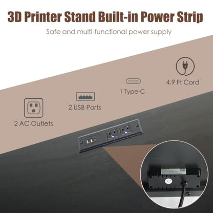 3D Printer Stand with Fliament Storage, Heavy Duty 3D Printer Table (Black) - color: Black, size: 3Tier