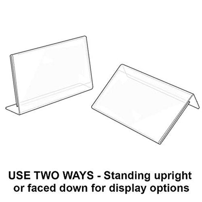 Azar Displays 112742 Horizontal Slanted, L-Shape 3-Inch Width by 2-Inch Height Acrylic Sign Holder, 10-Pack, Clear - size: 3 In W x 2 In H Horizontal