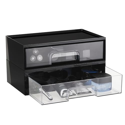 Vtopmart Black Stackable Storage Drawers, 2 Pack Wide Organizers - style: Wide-2pack-Black