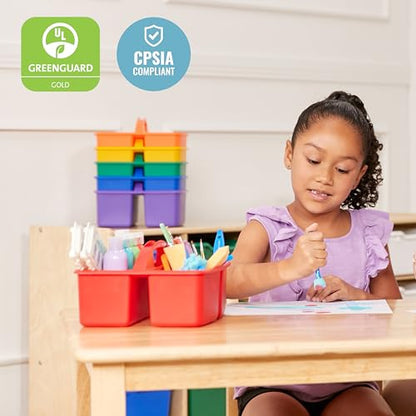ECR4Kids 3-Compartment Small Storage Caddy Organizer, 6-Pack, Primary - color: Primary