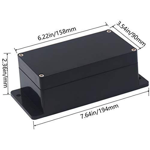 2 Pack Project Box IP65 Waterproof Junction Box ABS Plastic Black Electrical Boxes DIY Electronic Project Case Power Enclosure with Fixed Ear 6.22 x3.54 x2.36 inch(158x90x60mm) - size: 6.22"x3.54"x2.36"(2Pcs)