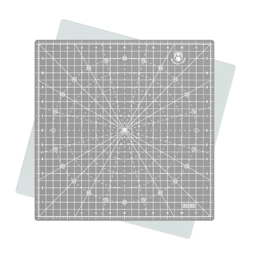 Headley Tools 12"x12" Rotating Cutting Mat, Self Healing Mat with 360-Degree Rotation & Anti-Slip Base, Sewing Board Cutting Mat Perfect for Fabric Quilting Leather Hobby Project, Grey - color: Gray, size: 12"L x 12"W