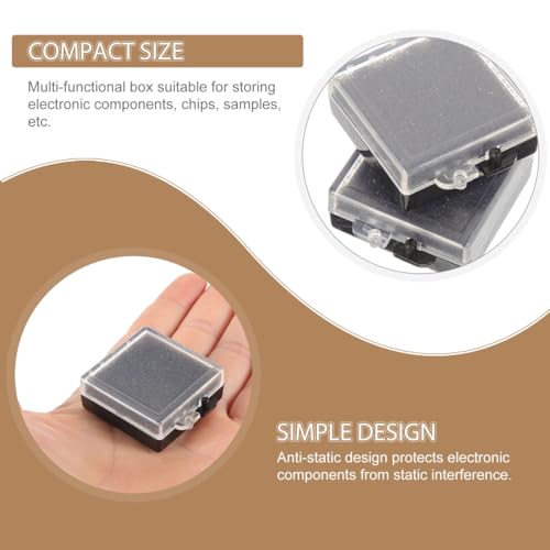 Angoily 5pcs Anti-Static Chip Box Electronic Component Organizer Chip Container with Transparent Top and Anti-Static Sponge ESD Storage Case for Microchips Samples 1.37 X 1.37 X 0.59 in