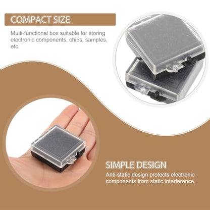 Angoily 5pcs Anti-Static Chip Box Electronic Component Organizer Chip Container with Transparent Top and Anti-Static Sponge ESD Storage Case for Microchips Samples 1.37 X 1.37 X 0.59 in