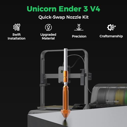 Creality Official Ender 3 V4 Nozzle, 0.4mm 1PCS Unicorn Quick-Swap 3D Printer Nozzle Kit, Copper Alloy and Hardened Steel Nozzle Suitable for Creality Ender 3 V4 3D Printer - style: Nozzle