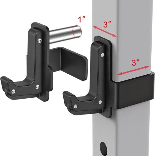 SELEWARE Heavy Duty J Hooks for Power Rack, 3" x 3" Tube, 1" or 5/8" Holes - color: For 1" or 5/8" Hole of 3x3 inch Rack