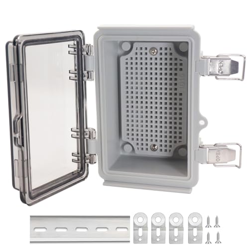 Electrical Box, Outdoor Waterproof Box IP67 Junction Box with Mounting Plate,ABS Plastic Project Box Power Cord Enclosure Clear 5.9" Dx3.9 Wx2.8 H - color: Clear, size: 5.9"Dx3.9"Wx2.8"H