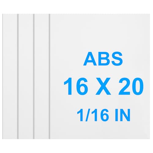 4Pack White Thin ABS Plastic Sheet 16" x 20" x 1/16" Thick White Rigid Thermoplastic Sheet (Upgrade Surface) 1.5MM Flexible High Tensile Large ABS Moldable Plastic Panel for Crafts, DIY, Signs - color: White, size: 16" x 20" x 1/16"