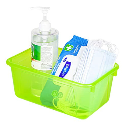 Storex Small Cubby Bin, 12.2 x 7.8 x 5.1 Inches, Candy Green, 5-Pack (62477U05C) - color: Tint Green, style: Bin Only