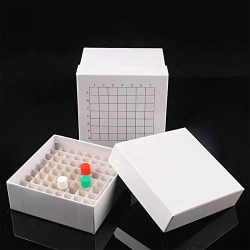 Cardboard Freezer Box - White/81 Place,Water and Ice Resistant Coating,For storing 1.5-2.0 mL cryovials(Pack of 12)