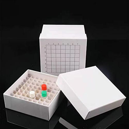 Cardboard Freezer Box - White/81 Place,Water and Ice Resistant Coating,For storing 1.5-2.0 mL cryovials(Pack of 12)