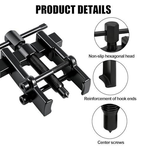 2 Jaw Gear Puller, Puller Tool, 3 Inch Carbon Steel Adjustable Two Jaw Bearing Puller Tool, Auto Mechanic Maintenance Pulley Flywheel Removal Kit Universal Fit for Cars Motorcycles Machinery