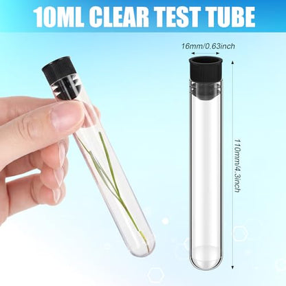 Flutesan 200 Pcs Clear Plastic Test Tubes, 16 x 100 mm(10 ml),Black - color: Black