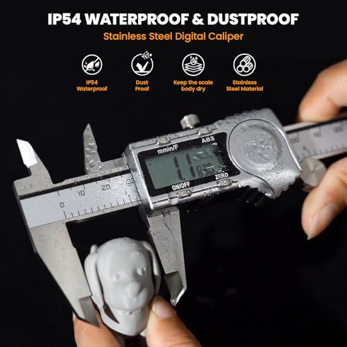 HARDELL Digital Caliper, IP54 Calipers with ABS Function, All-Metal Digital Micrometer Auto-Off, 6 Inch Micrometer Caliper Digital, Inch/MM/Fraction for 3D Printing & DIY (2 Spare Batteries)