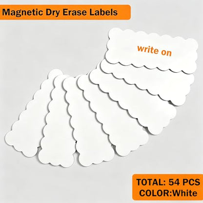 Dry Erase Magnetic Labels, 3.2 x 1.3 Inches, 54 Pack