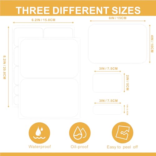160 Pcs Labels for Storage Bins, Removable Labels for Storage Bins, Tear Resistant No Residue Storage Bin Label, Matte White Blank Box Label for School, Home, Business,three sizes - size: 6inx4in(3 sizes)