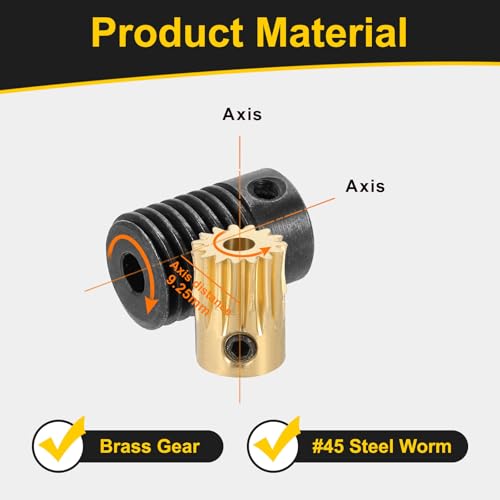 uxcell Worm Gear Set 15T 0.5 Module 15:1 Reduction Rate, Right Rotation Drive Gear Box Wheel Reduce Transmission Part (Brass Gear-3mm Bore, #45 Steel Rod 4mm Bore) - size: Gear-3mm, Rod-4mm Bore, style: 0.5M-15T