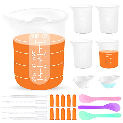 Silicone Resin Measuring Cups, 250&100ml Non-Stick Mixing Cups for Epoxy - color: 250&100ml