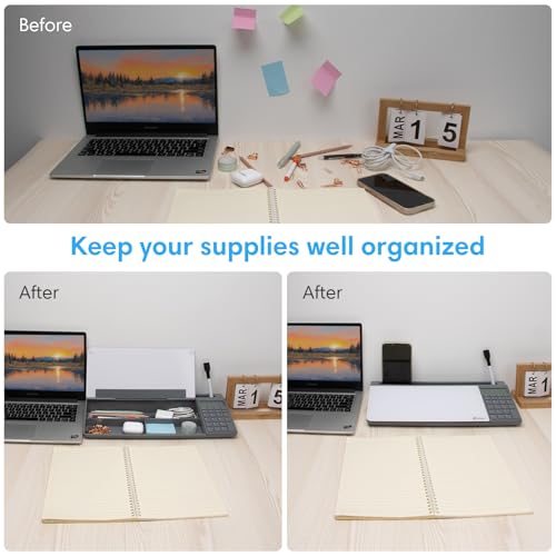 Varhomax Glass Desk Whiteboard with Calculator - color: Calculator-gray&white