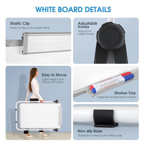 MaxGear Whiteboard with Stand 36" x 24" Easel Whiteboard Monthly Calendar - size: 24"W x 36"H, style: Monthly Calendar