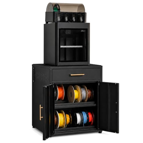 3D Printer Stand Cabinet with Filament Storage,3D Printer Table Sturdy Desk - color: Cabinet Black