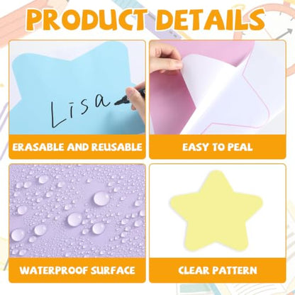 48Pcs Large Star Dry Erase Dots for Classroom Table, 12inch, Pastel - color: Pastel