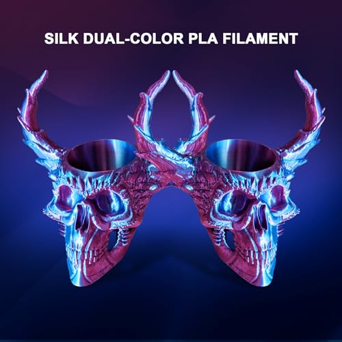 YOUSU Silk PLA Filament 1.75mm, 3D Printer Filament Dual Color Coextrusion Filament Silk Rose-Red Blue Color Change PLA, Compatible with Most of 3D Printer. - color: 2-pink/Blue