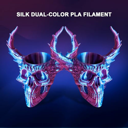 YOUSU Silk PLA Filament 1.75mm, 3D Printer Filament Dual Color Coextrusion Filament Silk Rose-Red Blue Color Change PLA, Compatible with Most of 3D Printer. - color: 2-pink/Blue