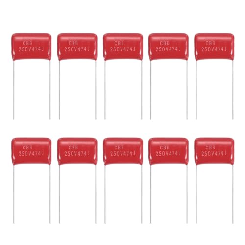 MECCANIXITY Capacitors Kit CBB21/CBB22 250V 474J 0.47UF Red 20 PCS - style: 250V 474J 0.47UF