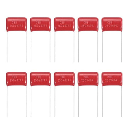MECCANIXITY Capacitors Kit CBB21/CBB22 250V 474J 0.47UF Red 20 PCS - style: 250V 474J 0.47UF