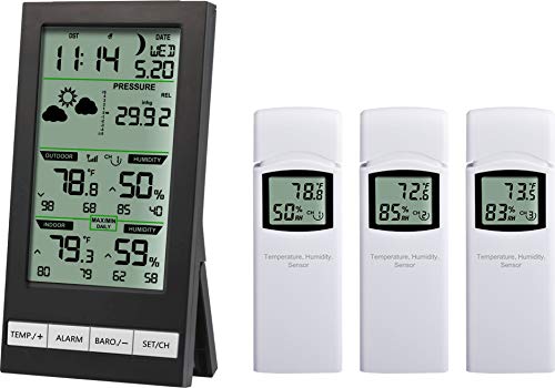 Ambient Weather WS-2700-X3 Advanced Wireless Weather Station - color: B&W Display, size: Console + 3 Sensors