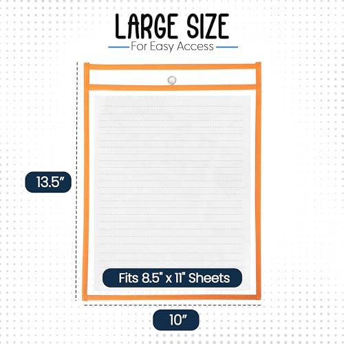Essex Wares - 6 Pack, Orange Dry Erase Pockets, 10" Wide x 13.5" Tall - color: Orange